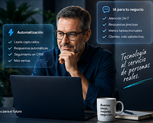 Profesional trabajando con soluciones de automatización e inteligencia artificial